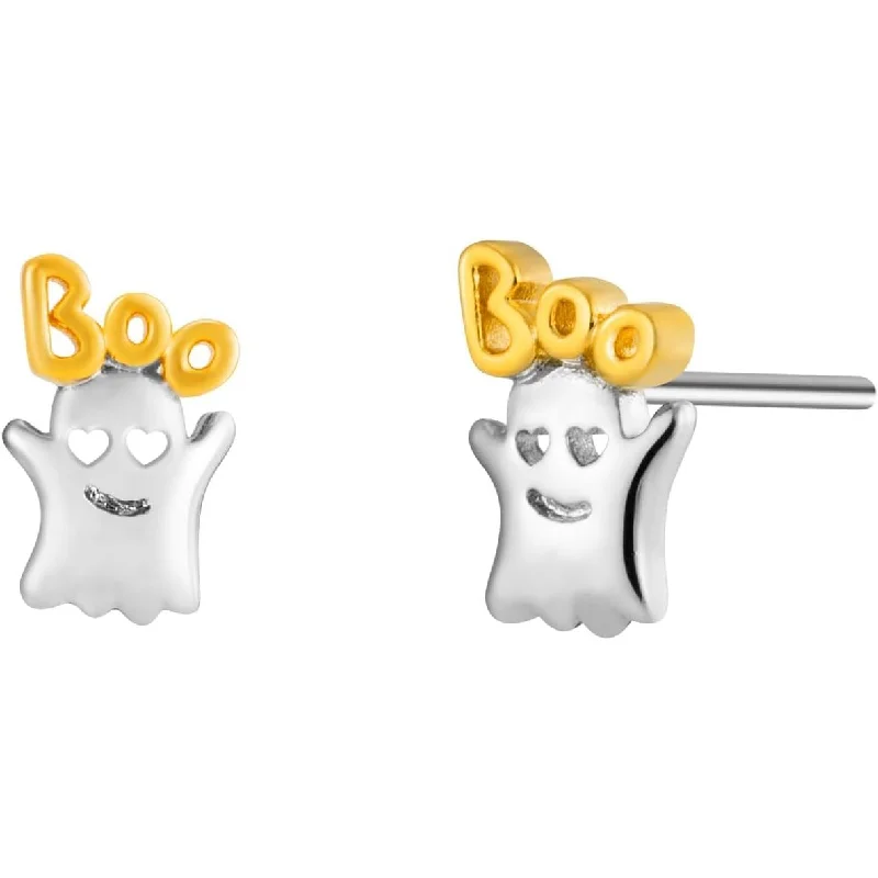 Gold Gemstone Earrings-Ghost Boo Stud Earrings