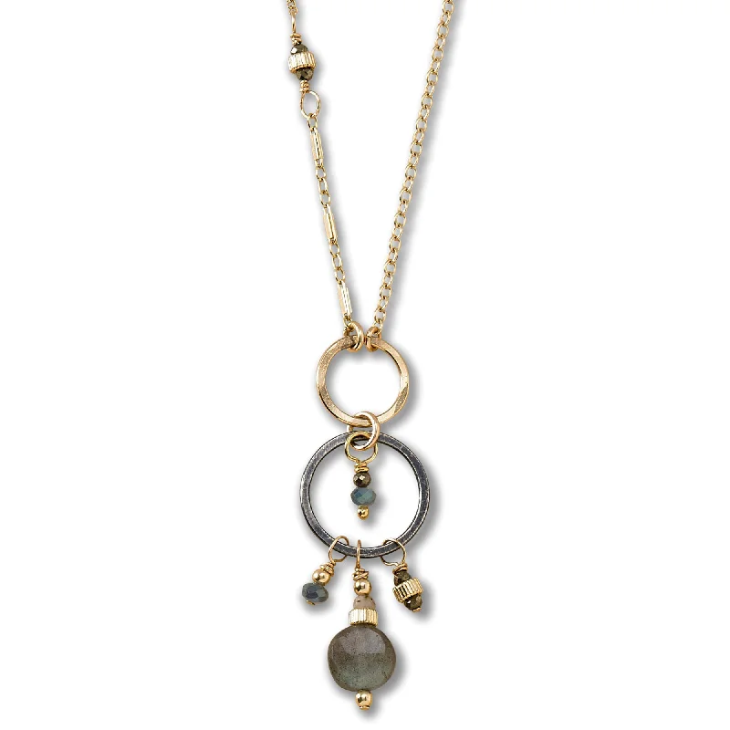 Color Changing Necklaces-Portico Labradorite Mixed Gold Chains Necklace