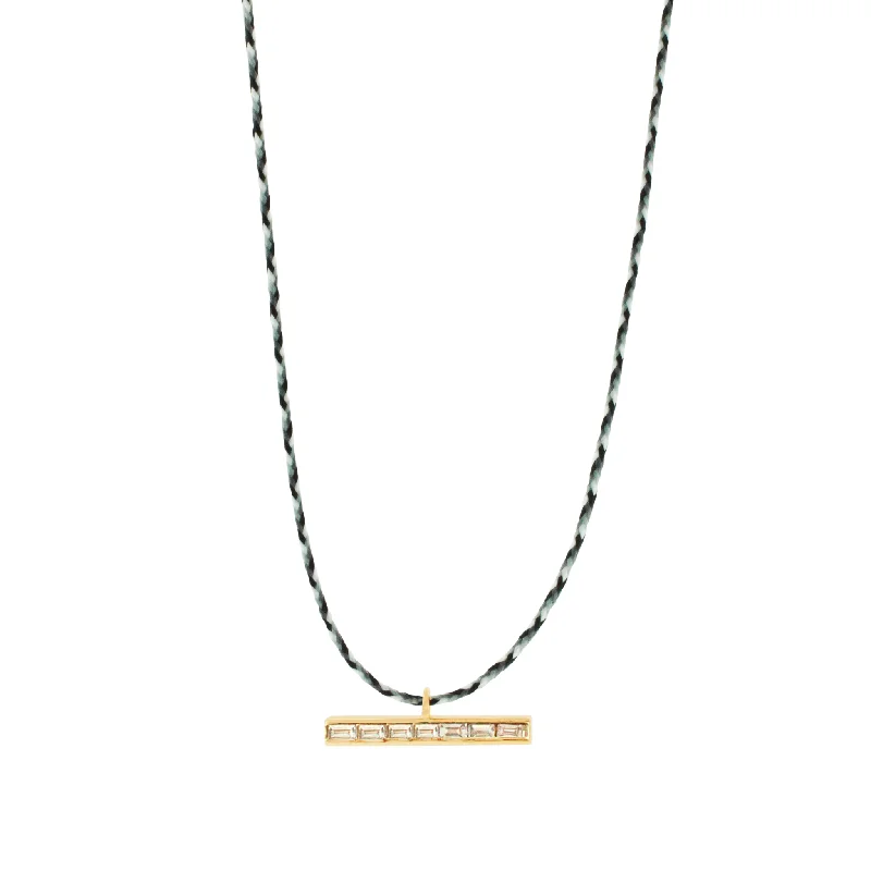 Affordable Necklaces-TLC Diamond Baguette ID Bar on Cord Necklace