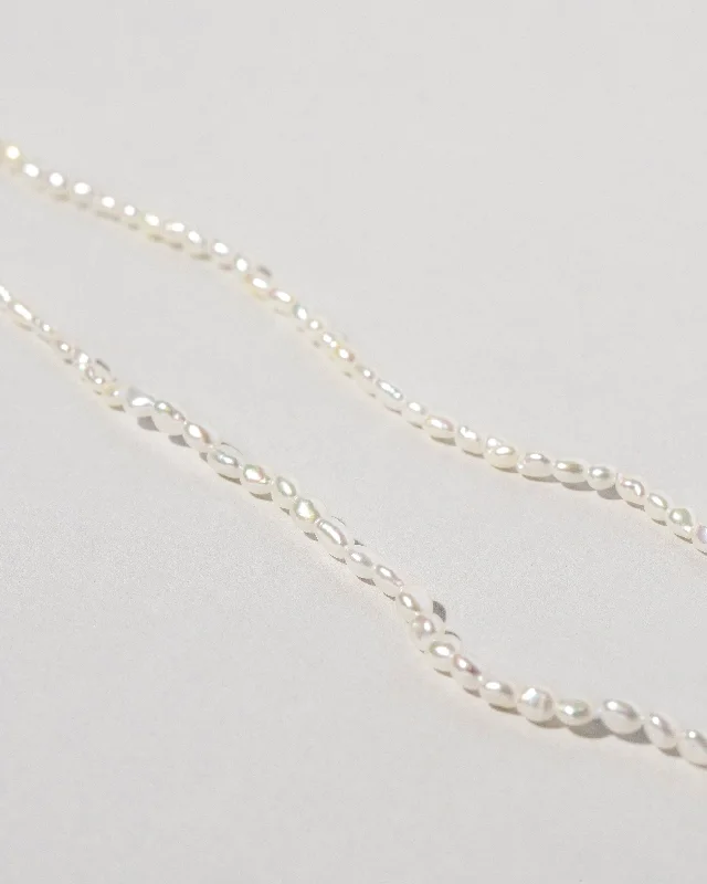 Fathers Day Necklaces-White Oval Seed Pearl Choker Necklace