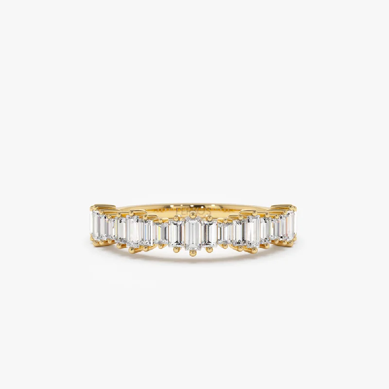 Custom Name Rings for Women-14k Gold Graduating Baguette Diamond Ring