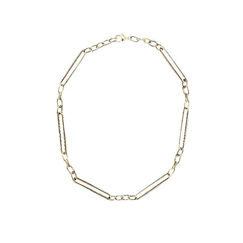 Fine Silver Necklaces-14k Elongated Mixed Link Chain