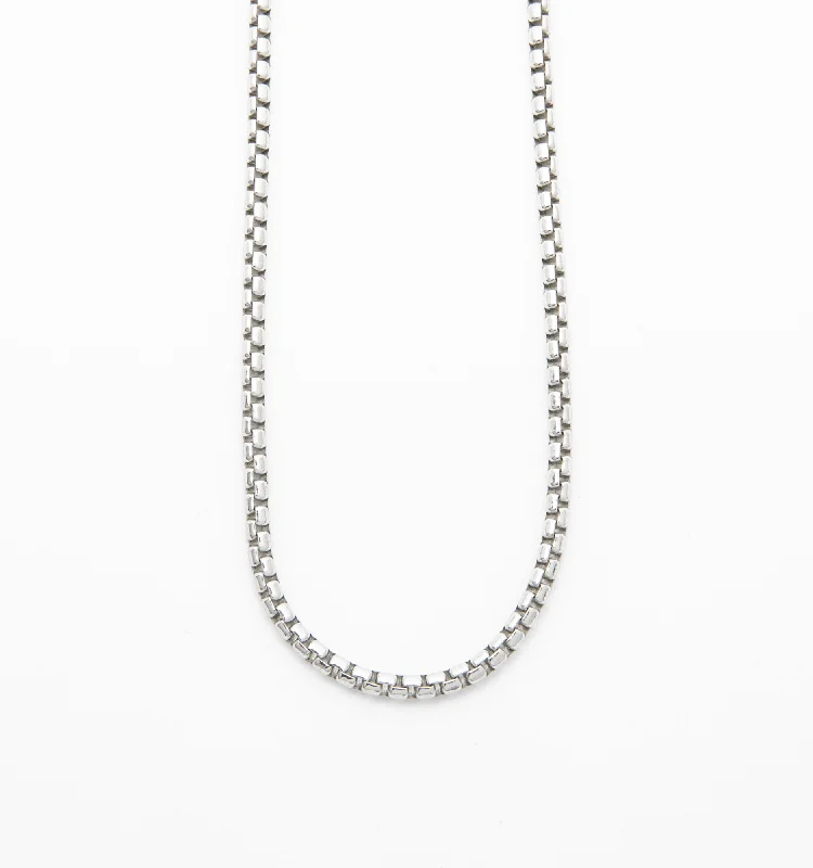 Affordable Gold Necklaces-Box Chain Necklace in Sterling Silver