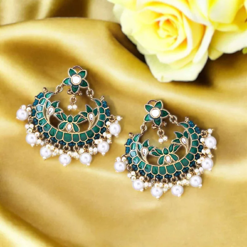 Sparkling Drop Stud Earrings-Emerald Nadira Chandbalis