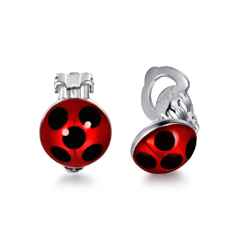 Simple Hoop Earrings for Women-Miraculous Ladybug Earrings (CLIP-ON)