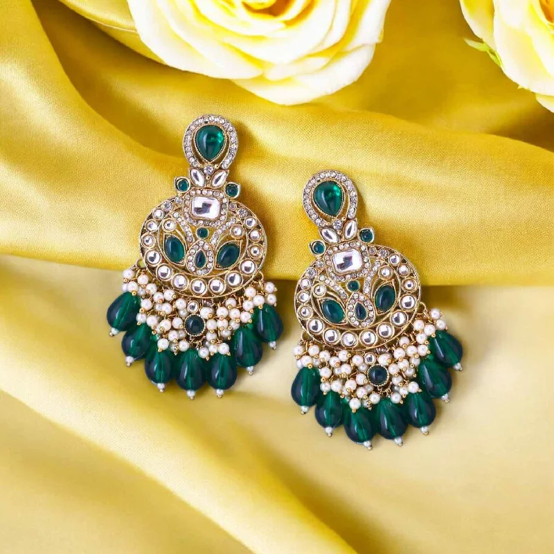 Sparkling Silver Earrings-Emerald Nitaara Chandbalis