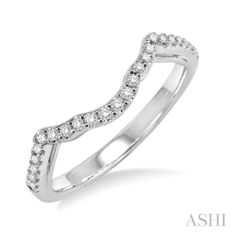 Custom Vintage Promise Rings-1/6 Ctw Diamond Wedding Band in 14K White Gold