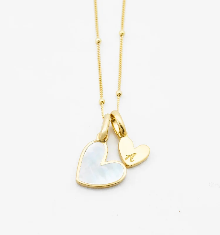 Charm Necklaces-Mother of Pearl Initial Necklace