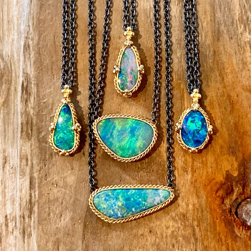 Antique Gold Necklaces-One of a Kind Opal Pendant Necklaces