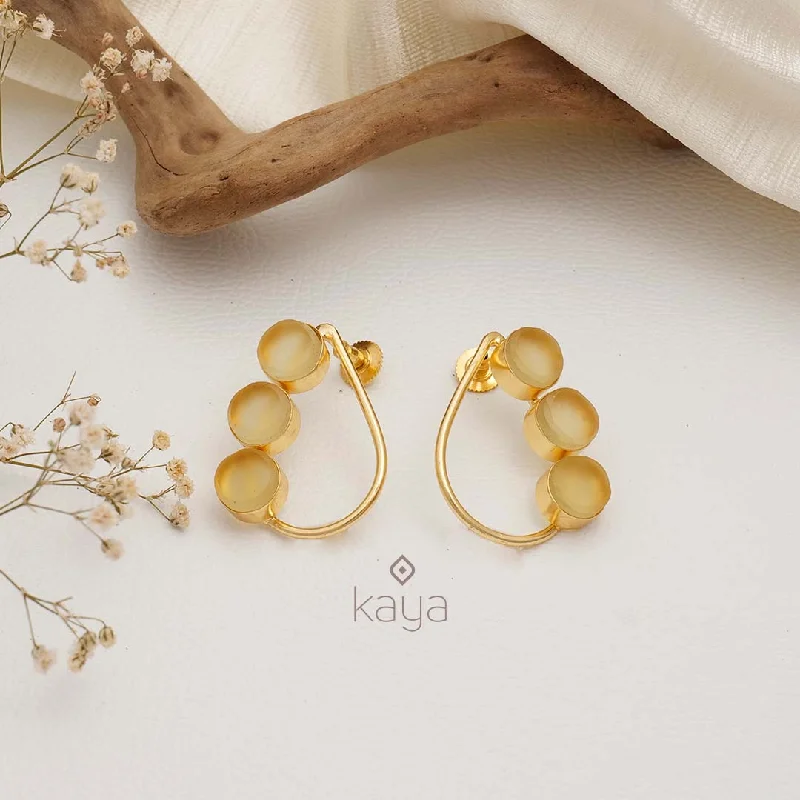 Gold Stud Earrings-Natural Raw Stone Earrings (color option) - KE100745