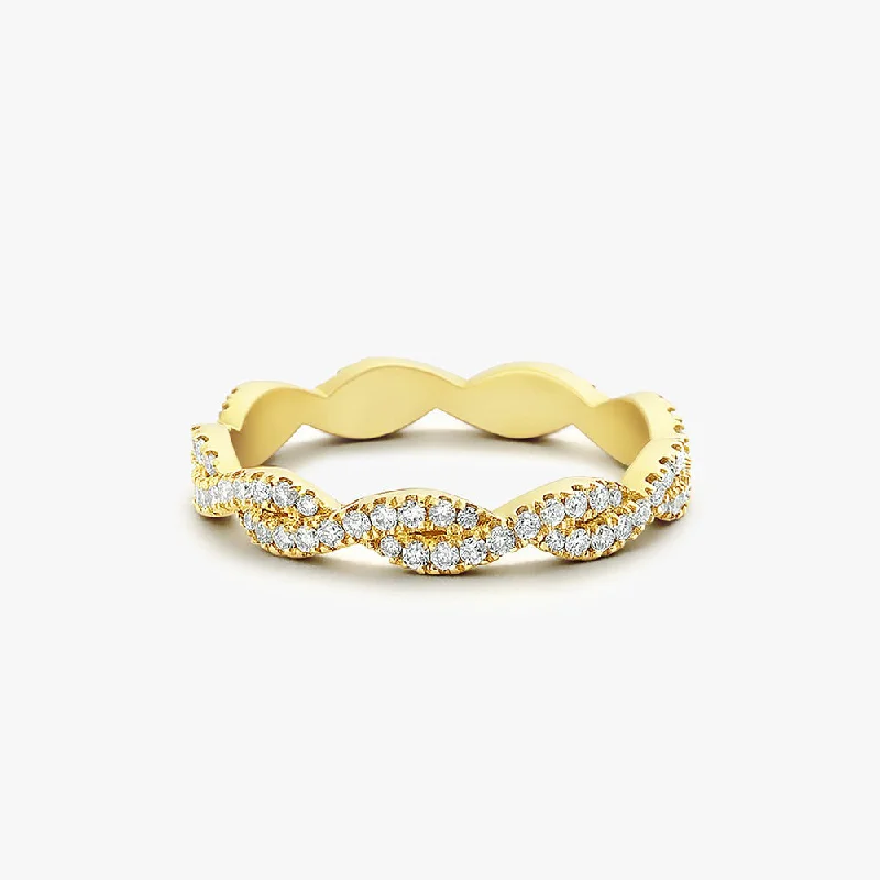 Classic Diamond Wedding Bands-14K Gold Infinity Diamond Eternity Wedding Band