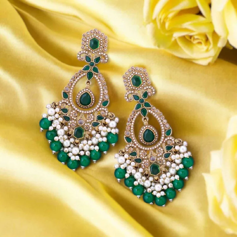 Classic Hoop Earrings-Emerald Aamira Danglers