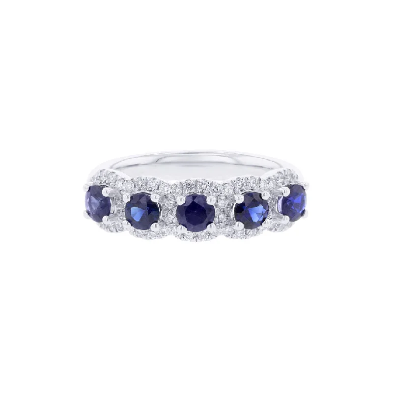 Designer Wedding Rings for Her-Lola Sapphire and Diamond 5 Stone Ring