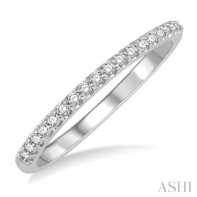 Personalized Birthstone Wedding Bands-1/6 ctw Round Cut Diamond Wedding Band in 14K White Gold