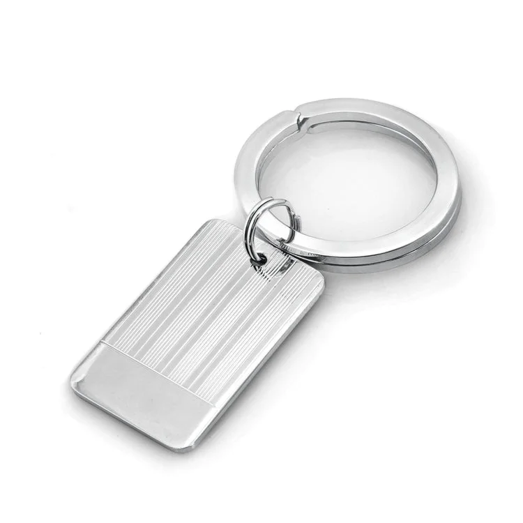 Matching Wedding Ring Sets for Couples-Rhodium Finish Polished Etched Key Ring