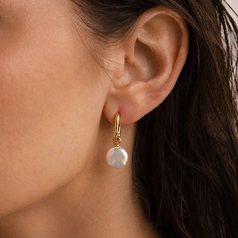 Unique Drop Stud Earrings-Bridget Pearl Hoops