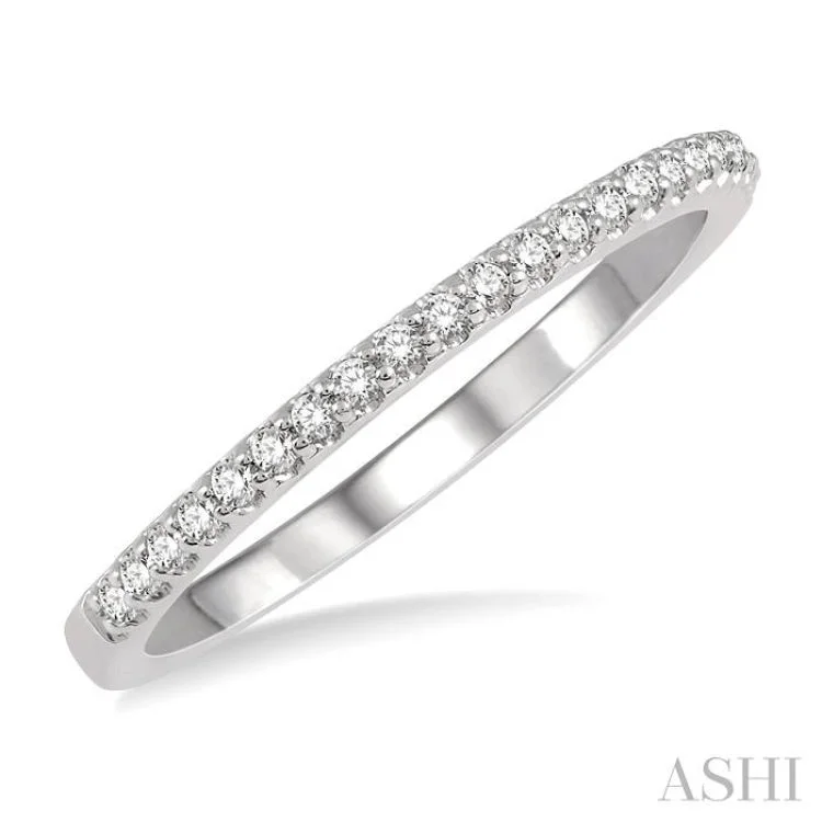 Custom Wedding Rings with Birthstone Inlays-1/6 Ctw Round Cut Diamond Wedding Band in 14K White Gold