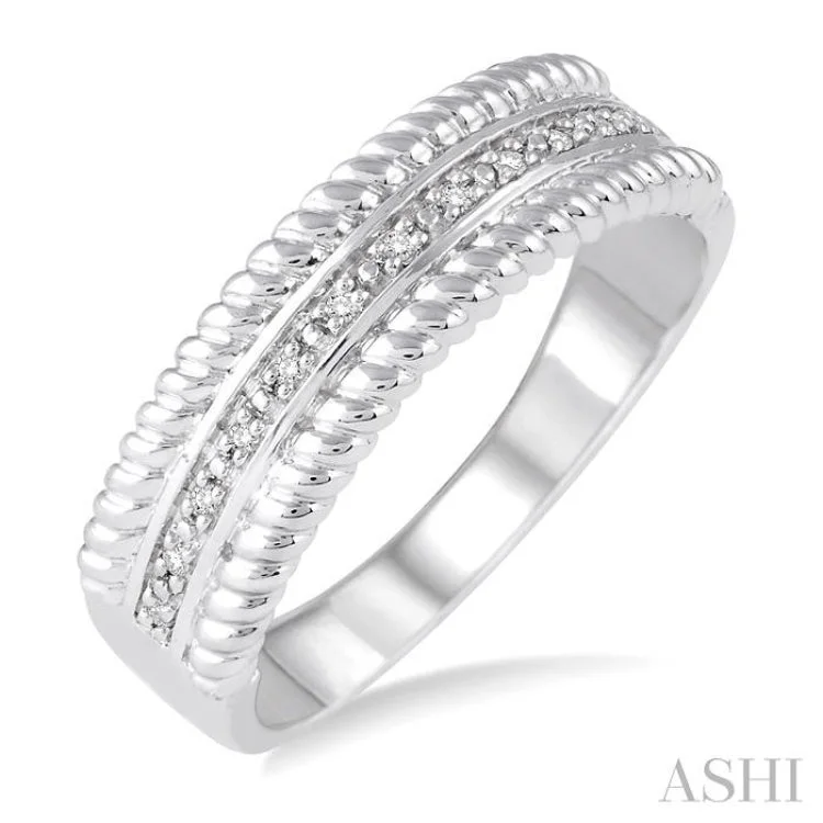 Designer Promise Rings for Women-1/20 Ctw Round Cut Diamond Rope Ring in Sterling Silver