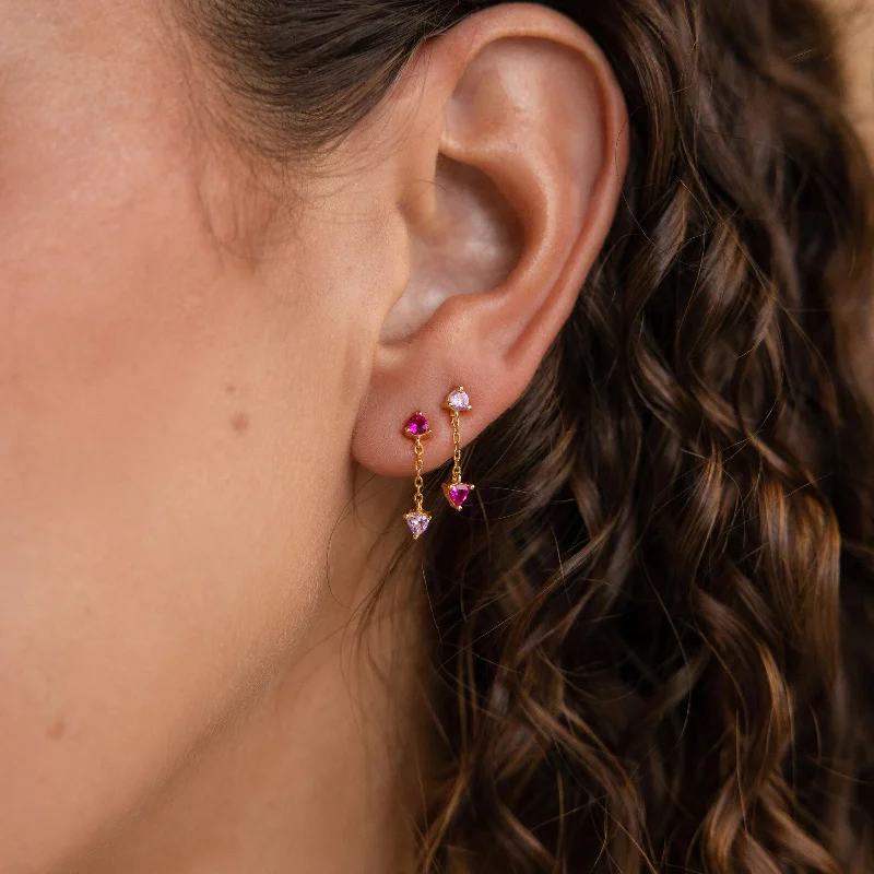 Geometric Crystal Earrings-Mixed Pink Drop Earrings