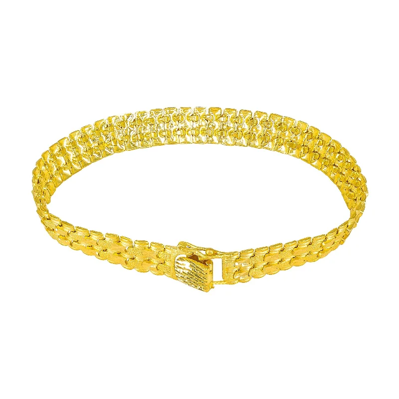 Bohemian Bracelets for Summer Style-22K Yellow Gold Flat Mesh Chain Bracelet for Men