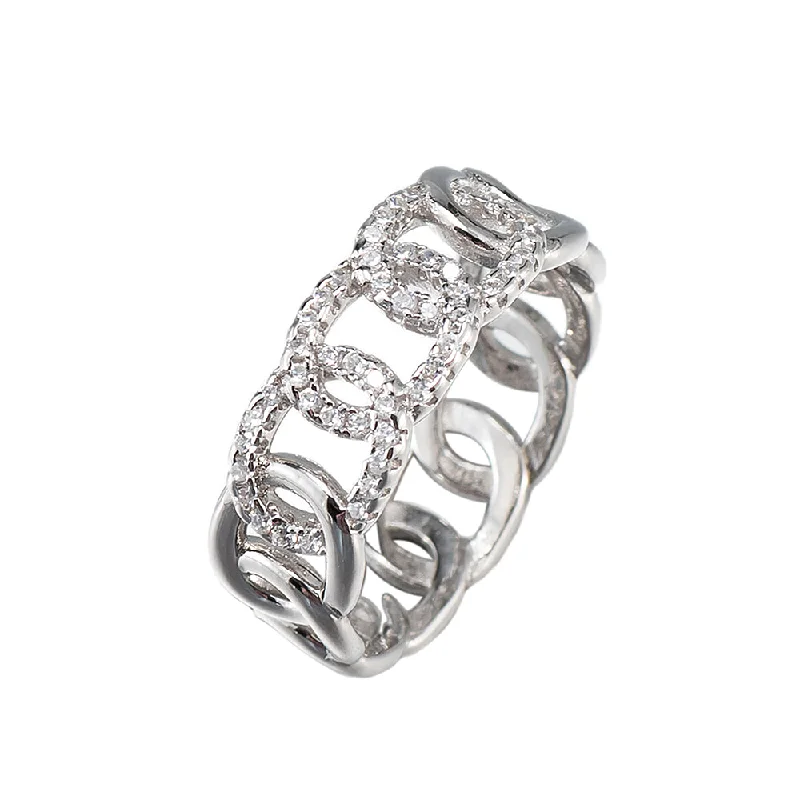 Handmade Wedding Ring Bands-Sterling Silver CZ Knitted Ring