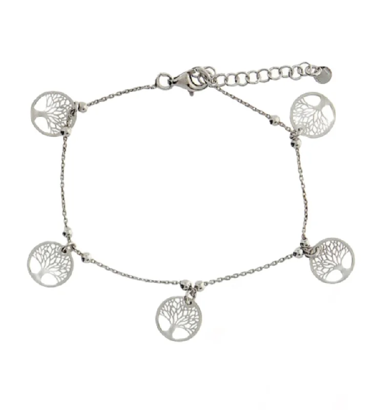 Cute Bracelets for Teenage Girls-Sterling Silver Tree of Life Bracelet