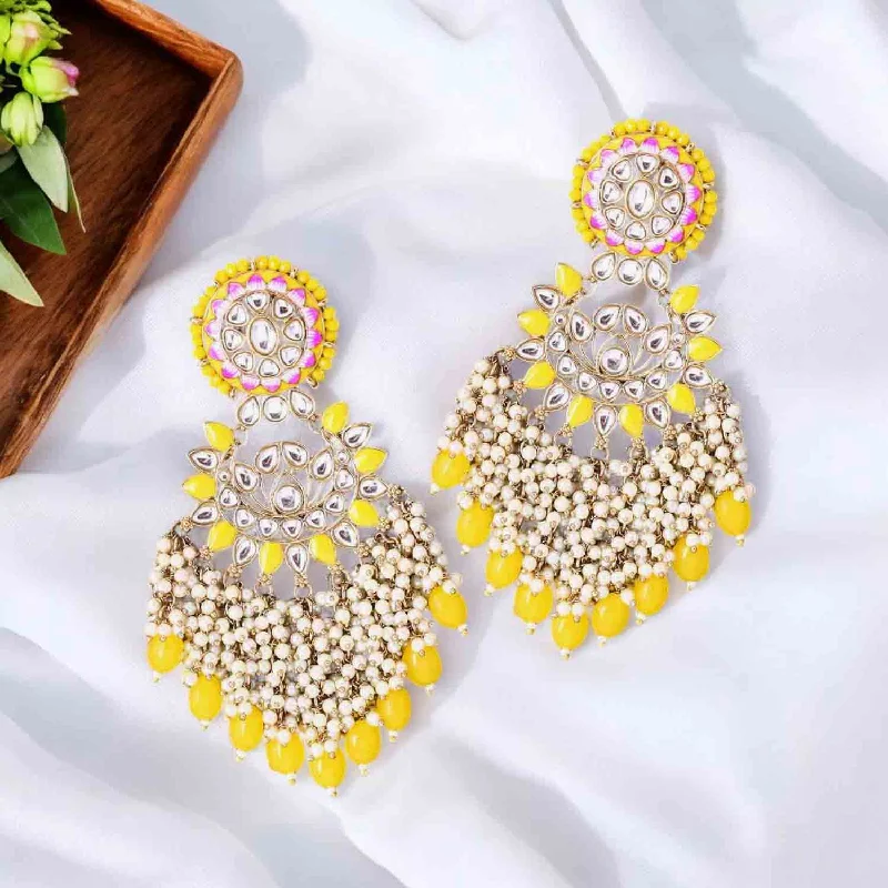 Simple Crystal Earrings for Women-Lemon Shalani Chandbalis