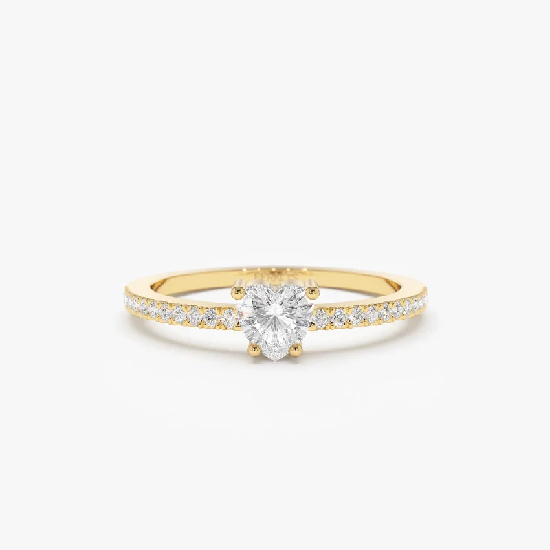 Custom Designer Promise Rings-14k Heart-Shaped Diamond Ring