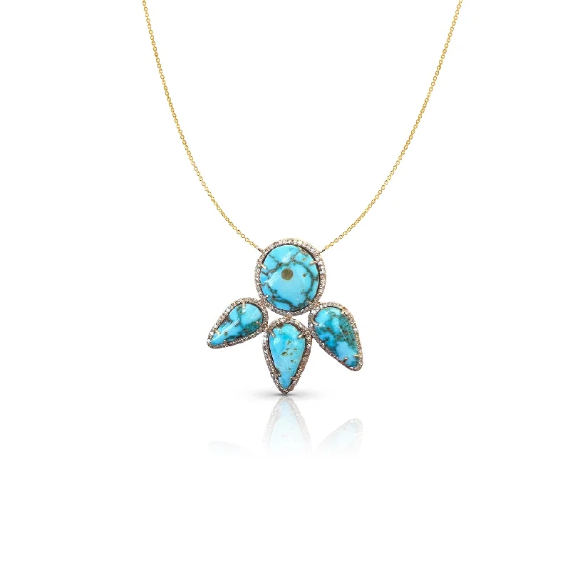 Gold Necklaces-14k Turquoise Free Form Necklace