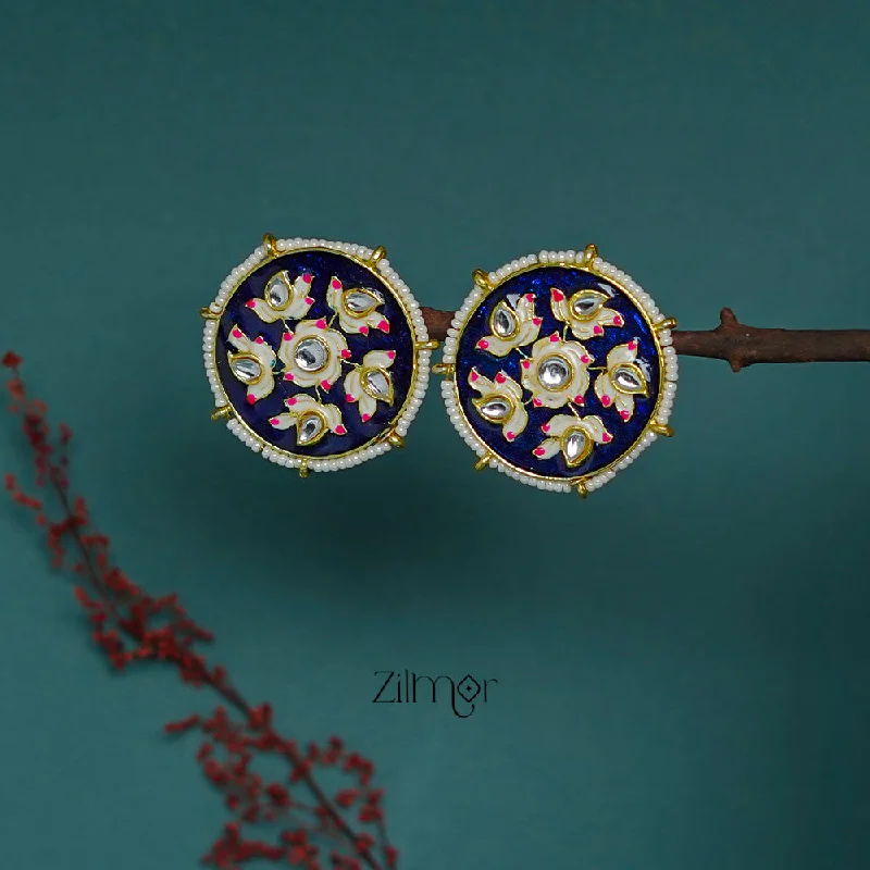 Crystal Gemstone Earrings-ZI1011286 - Meenakari Pearl Beaded Studs Earrings