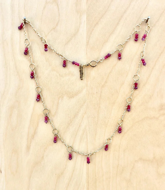 Infinity Necklaces-Rubellite wrapped necklace GF