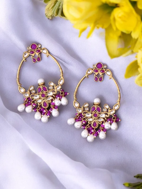 Crystal Drop Earrings-Purple Tia Chandbalis