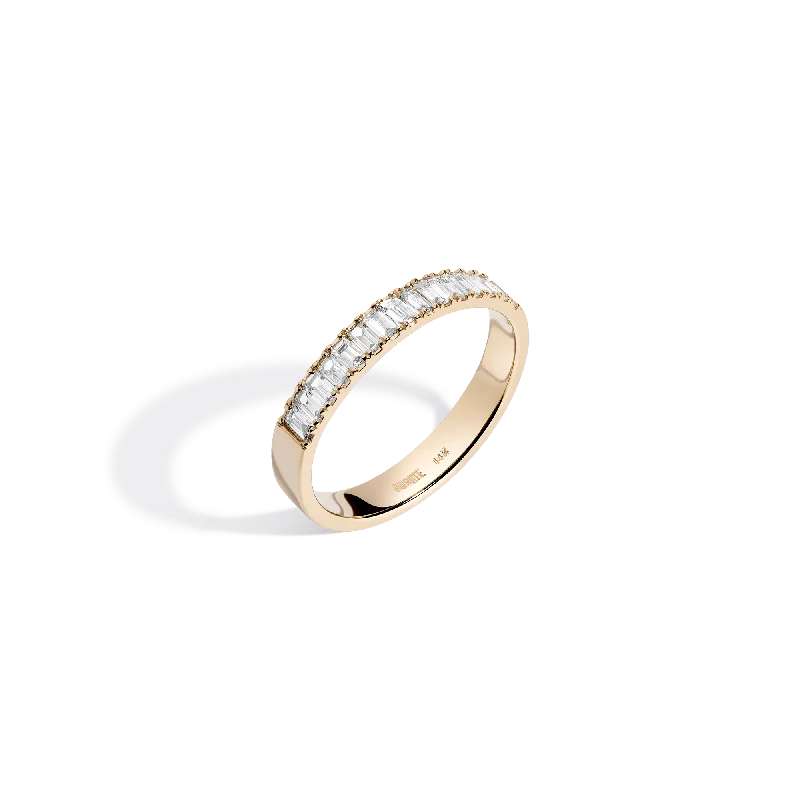 Stackable Diamond Rings-Bold Half Diamond Baguette Ring