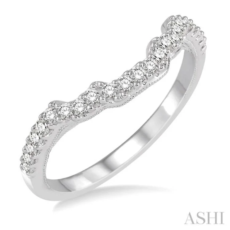 Designer Silver Promise Rings-1/4 Ctw Round Diamond Wedding Band in 14K White Gold