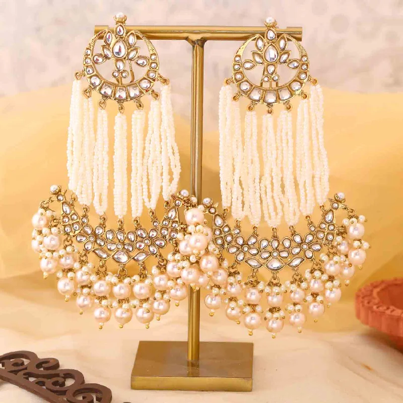 Sparkling Designer Earrings-Golden Rashika Chandbalis