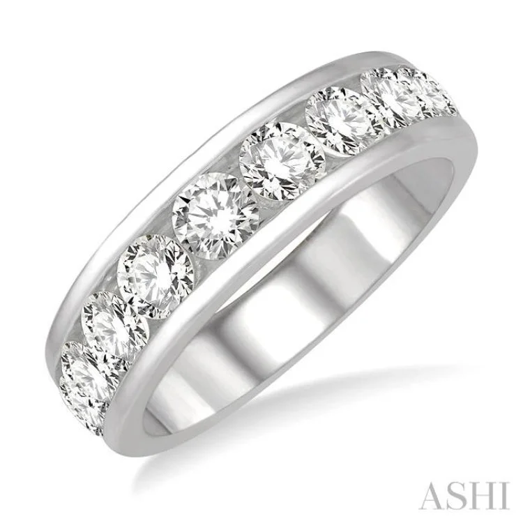 Platinum Engagement Rings with Diamonds-2 ctw Channel Set 11 Stone Round Cut Diamond Wedding Band in 14K White Gold