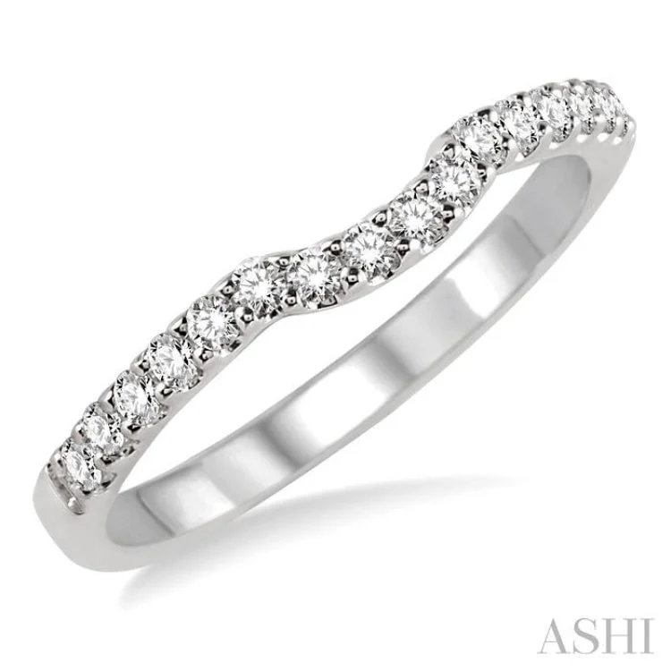 Classic Engagement Ring Styles-1/3 Ctw Round Cut Diamond Wedding Band in 14K White Gold