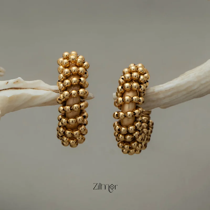 Modern Gold Drop Earrings-PE101828 -Gold tone Ghunguroo Hoop Earrings