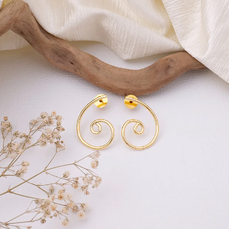 Gold Drop Earrings-Spiral Brass Earrings - AS100759