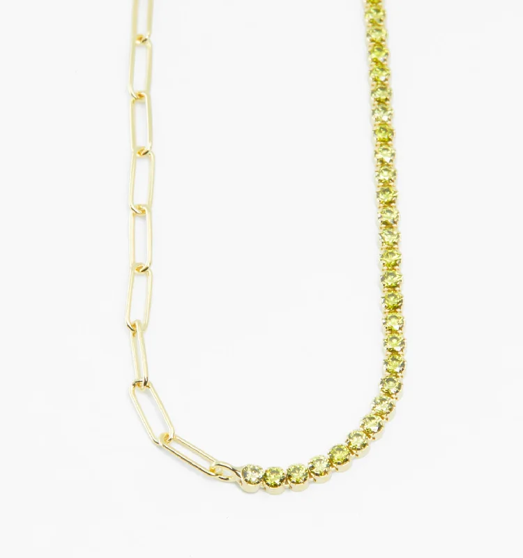 Multi-Strand Necklaces-Green Tennis Necklace - August Birthstone