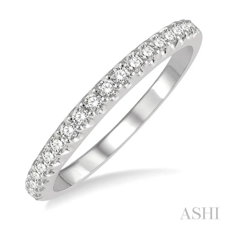 Custom Silver Wedding Bands for Men-1/4 Ctw Round Cut Diamond Wedding Band in 14K White Gold