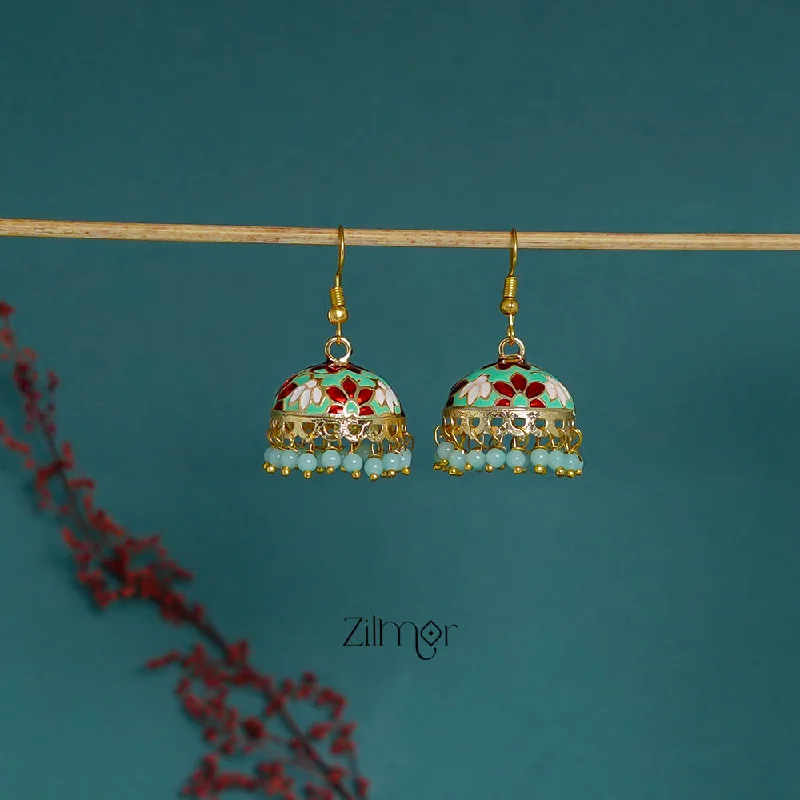 Large Gemstone Earrings for Women-ZI1011292- Meenakari Jumkha Hoop Earrings