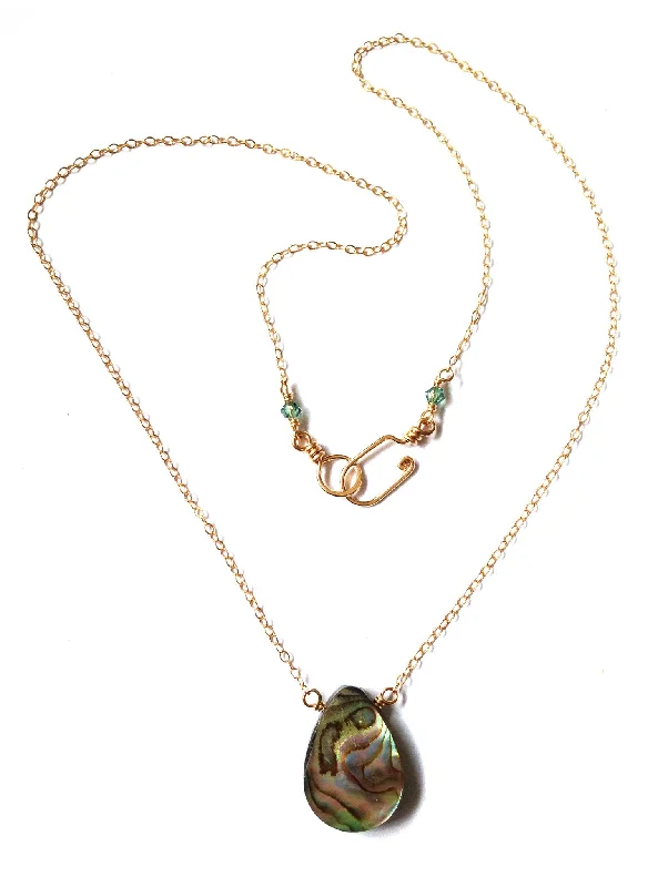 Heart Necklaces-limited edition . necklace . abalone teardrop