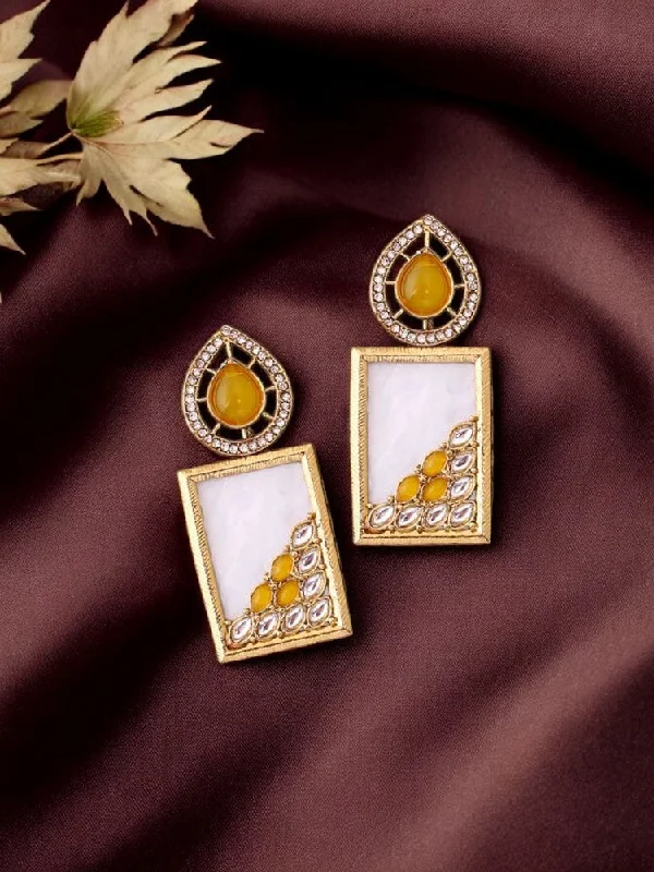 Trendy Pearl Earrings-Lemon Jisha Danglers