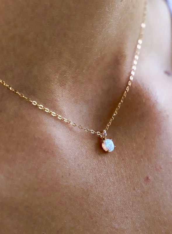 Sterling Silver Necklaces-OPAL DROP NECKLACE