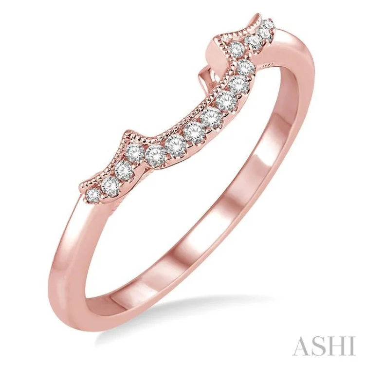 Unique Engagement Bands for Men-1/10 Ctw Round Cut Diamond Wedding Band in 14K Rose Gold