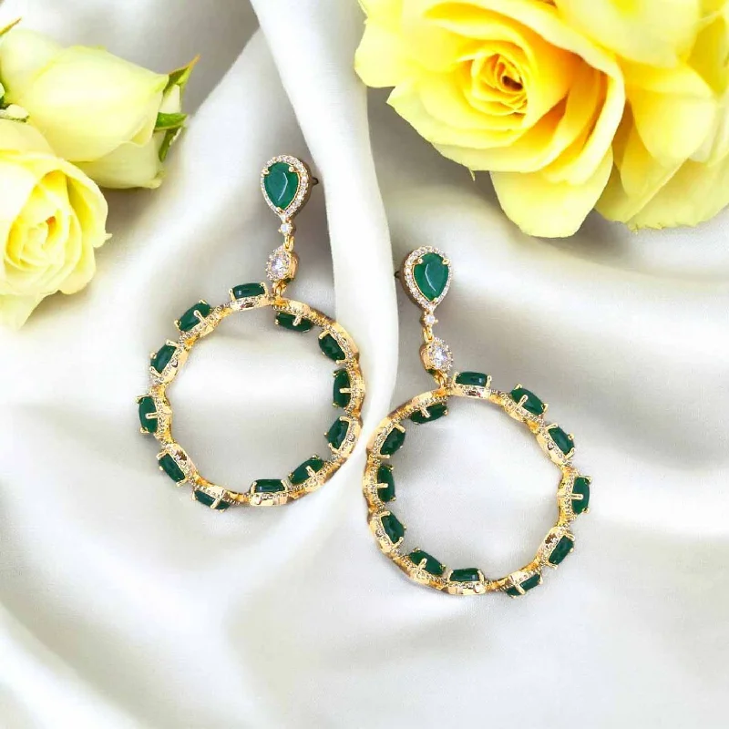 Sparkling Pearl Earrings-Emerald Alpine Zirconia Hoops