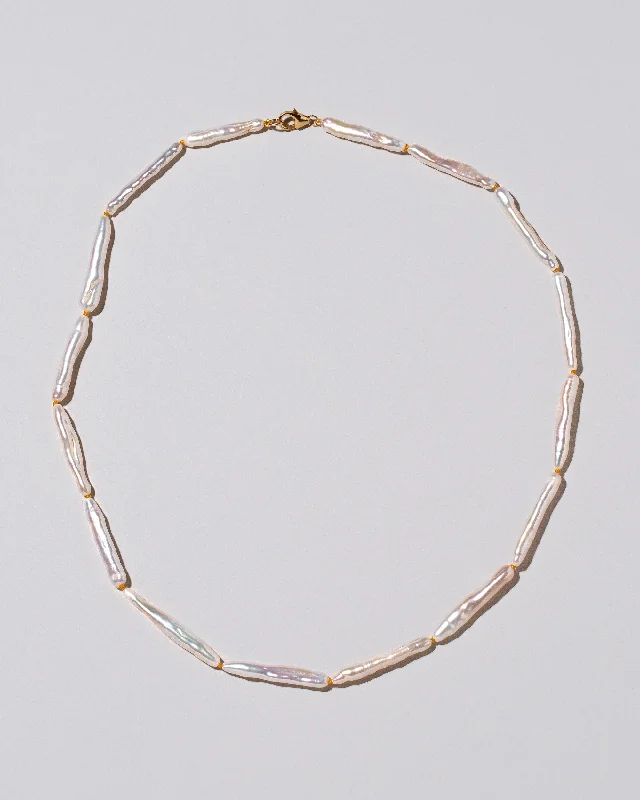 Silk Thread Necklaces-Stick Pearl Strand Necklace - Natural