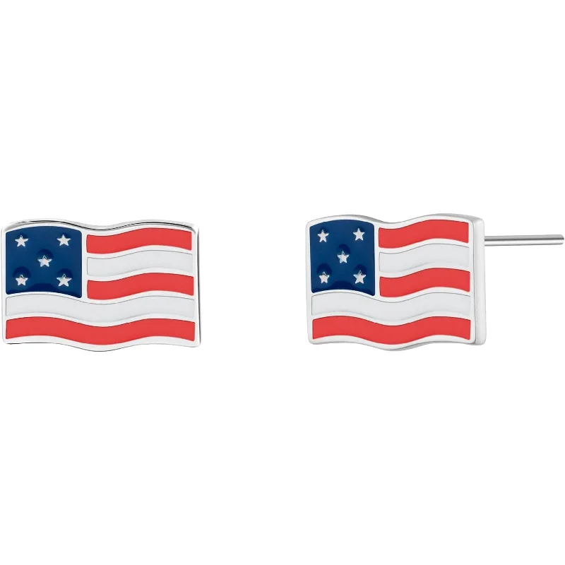 Modern Pearl Earrings-USA Flag Stud Earrings