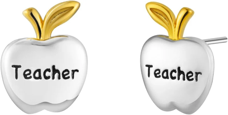 Personalized Hoop Earrings-Matching Teacher Stud Earrings